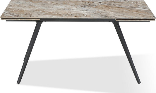 Modus Furniture - Lucia Double Extension Stone Top Metal Leg Dining Table in Rich Brown and Black - LEPJ60 view 2