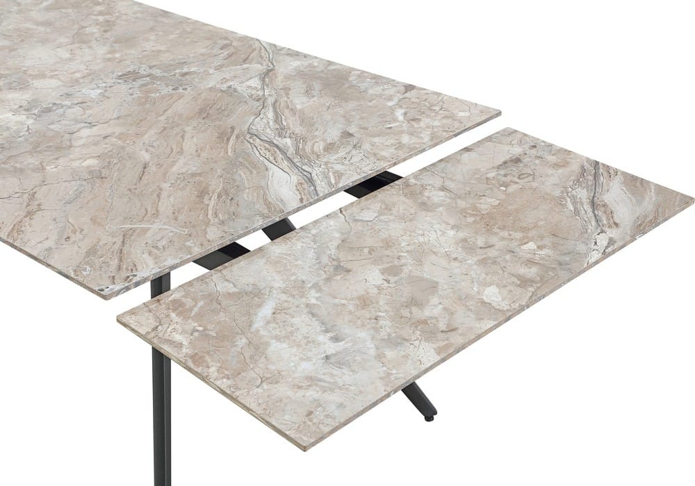 Modus Furniture - Lucia Double Extension Stone Top Metal Leg Dining Table in Rich Brown and Black - LEPJ60 view 3