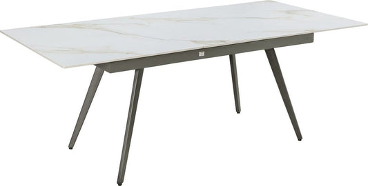 Modus Furniture - Lucia Extendable Stone Top Metal Leg Dining Table in Polished Cappuccino and Gunmetal - LEPG60 view 2