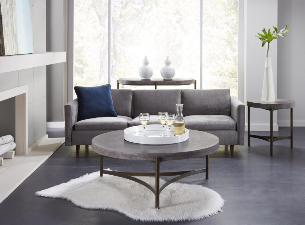 Modus Furniture - Lyon Round Concrete and Metal Side Table - A89422 veiw 2