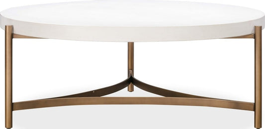 Modus Furniture - Lyon Round White Concrete and Metal Coffee Table - A8N121 view 2