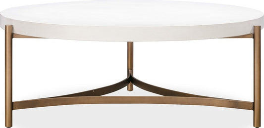 Modus Furniture - Lyon Round White Concrete and Metal Coffee Table - A8N121 view 2