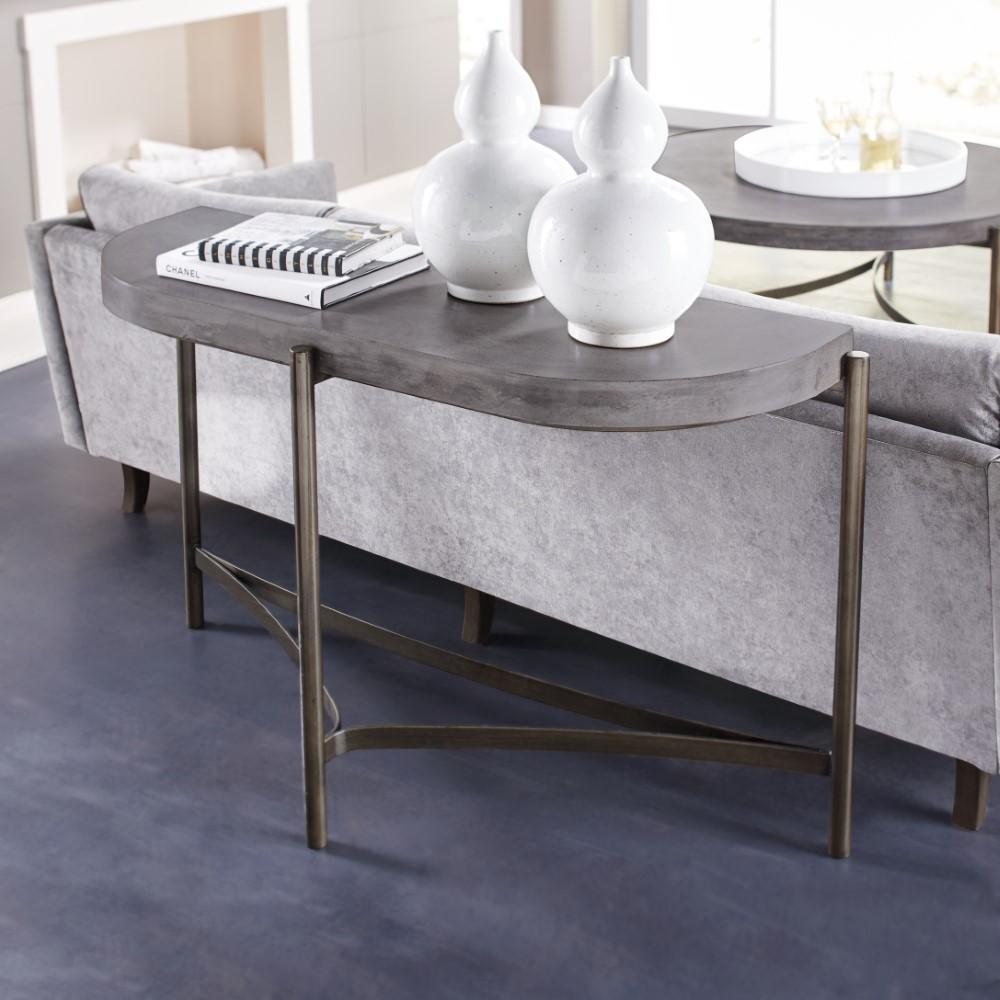 Modus Furniture - Lyon Semi-circular Concrete and Metal Console Table - A89423 veiw 6