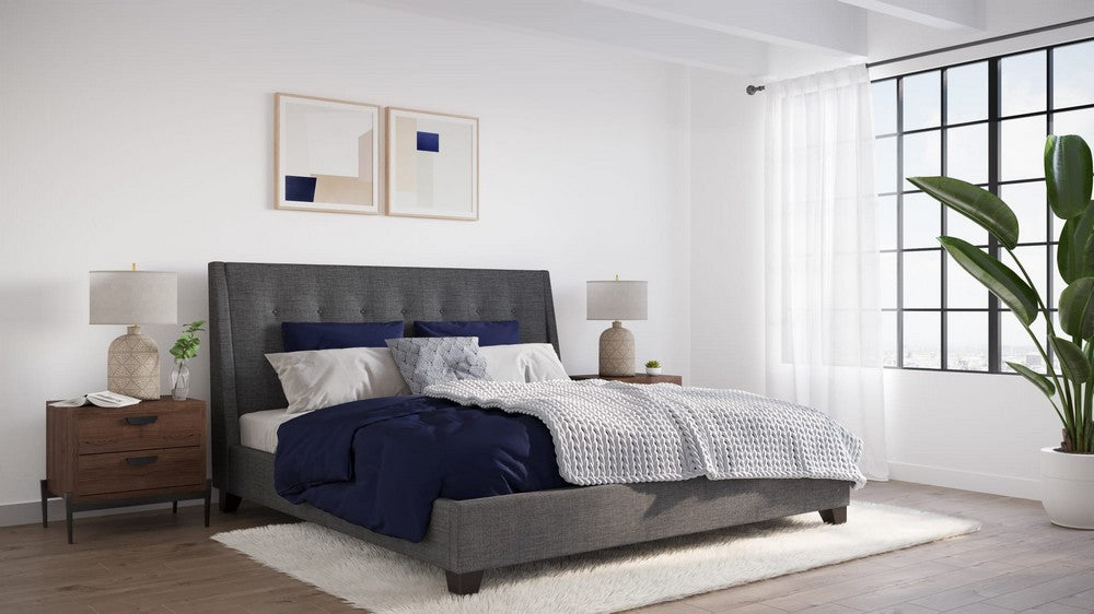 Modus Furniture - Madera California King-Size Upholstered Platform Bed in Dark Charcoal (2026) - JWHLJ6 view 5