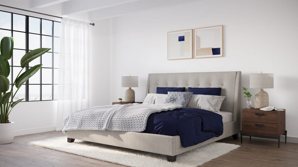 Modus Furniture - Madera King-size Upholstered Platform Bed in Putty - JWHMH7 view 5