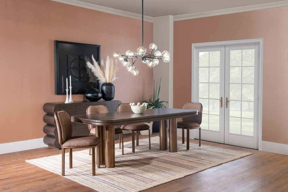 Modus Furniture - Mataranka Rectangular Dining Table in Bistre and Brushed Golden Stainless Steel - UTT660 view 6
