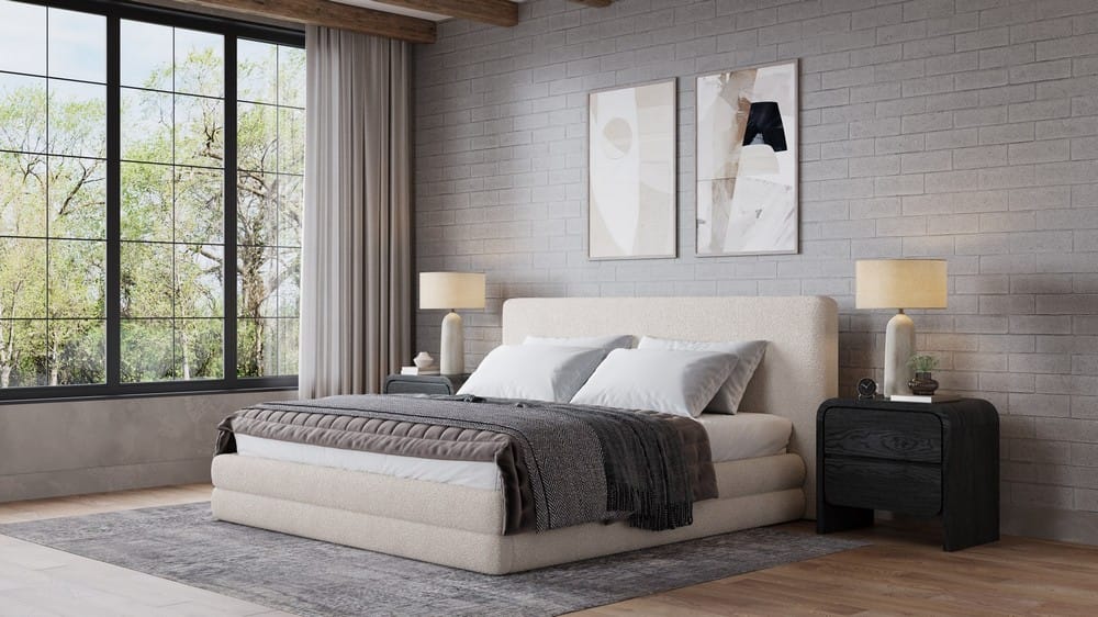 Modus Furniture - Maya California King-size Upholstered Platform Bed in Brun Boucle - QCTLH6 view 8