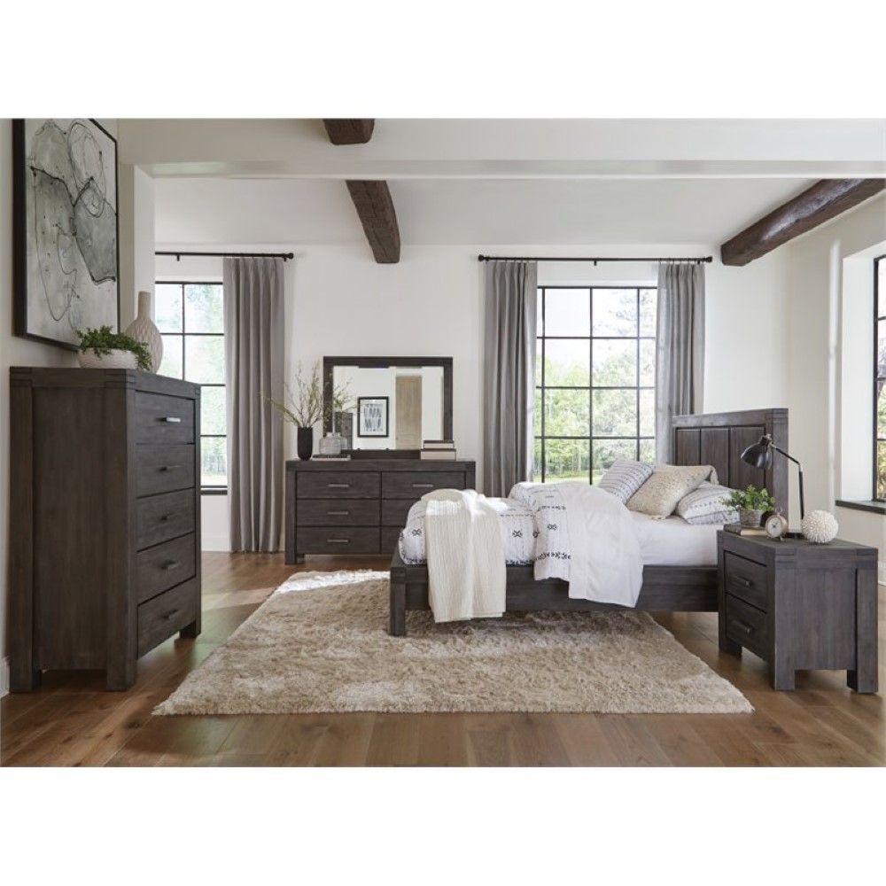 Modus Furniture - Meadow Solid Wood Beveled Glass Solid Wood Mirror in Graphite - 3FT383 veiw 3