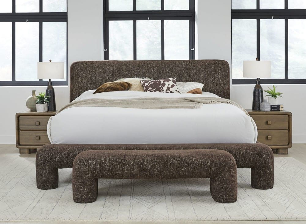 Modus Furniture - Mocoa Fully Upholstered Bench in Mongoose Chenille - UVYT91 view 4