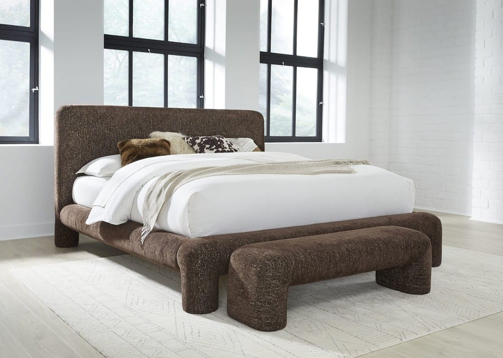 Modus Furniture - Mocoa King-size Fully Upholstered Platform Bed in Mongoose Chenille - UVYTR7 view 7