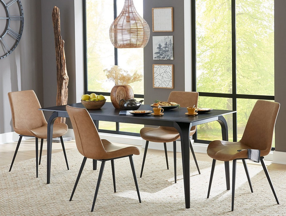 Modus Furniture - Nicoya Upholstered Dining Chair in Buckskin Synthetic Leather and Black Set of 2 - LJLF63_2 view 8