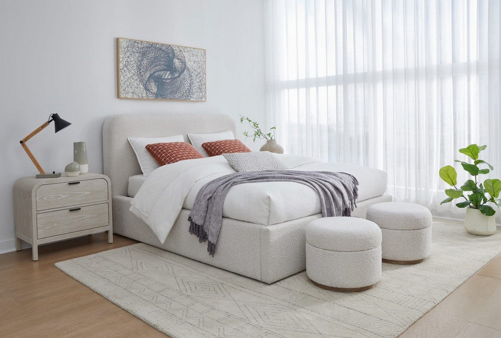 Modus Furniture - Off-White Upholstered Platform Bed in Ricotta Boucle (2026) - MQMYQ6 view 7