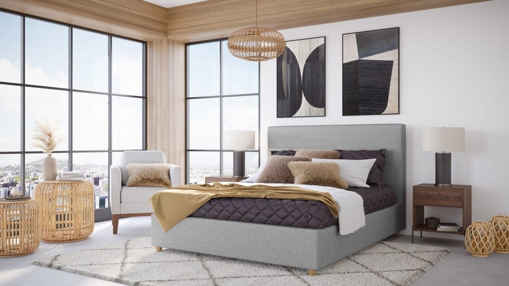 Modus Furniture - Olivia Queen-Size Upholstered Platform Bed in Pewter (2026) - KKJPJ5 view 5