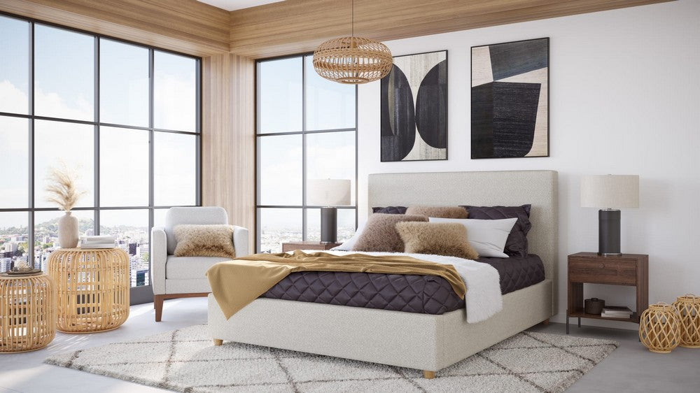 Modus Furniture - Olivia Upholstered King-size Bed in Ivory - KKJMH7 view 6