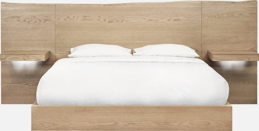 Modus Furniture - One Coastal Modern Queen-size Live Edge Wall Bed with Floating Nightstands in Bisque - JVLHJ5 view 2