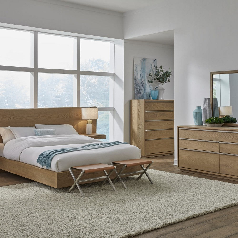 Modus Furniture - One Coastal Modern Queen-size Live Edge Wall Bed with Floating Nightstands in Bisque - JVLHJ5 view 12