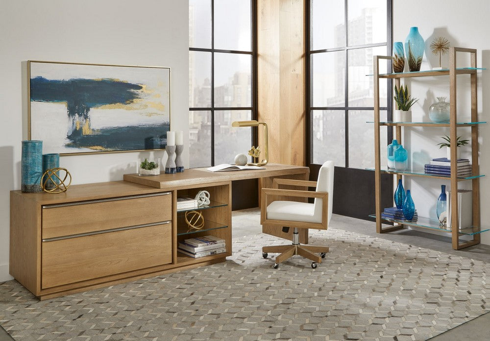 Modus Furniture - One Live Edge Edge Executive Desk in White Oak and Glass - JVLH12 view 7