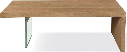 Modus Furniture - One Live-Edge White Oak and Glass Coffee Table in Bisque - JVLH21 view 2