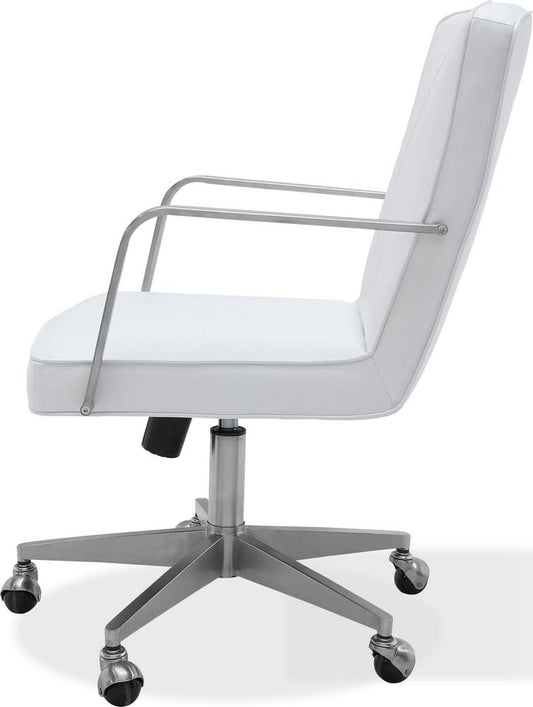 Modus Furniture - One Metal Frame Home Office Chair in Brushed Stainless Steel and White Leather - JVA417 view 2