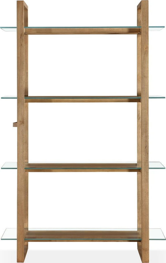 Modus Furniture - One Modern Coastal Glass Shelf Bookcase in Solid Wood - JVLH19 view 2