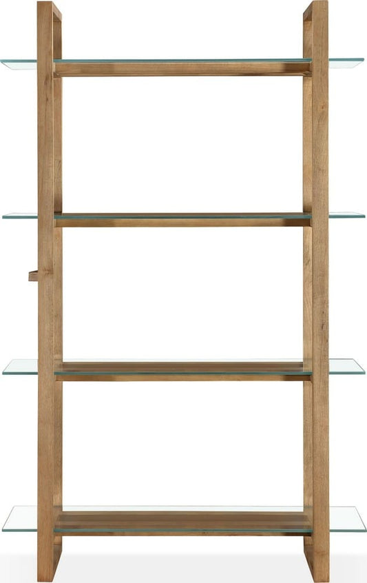 Modus Furniture - One Modern Coastal Glass Shelf Bookcase in Solid Wood - JVLH19 view 2