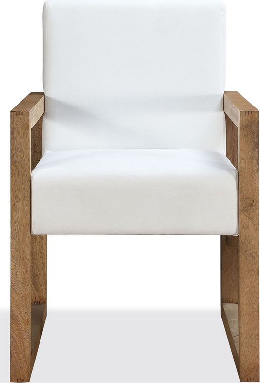 Modus Furniture - One Modern Coastal Sled Leg Upholstered Dining Arm Chair in White Pearl and Bisque Set of 2 - JVLH64_2 view 2