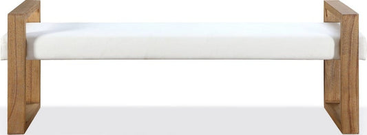 Modus Furniture - One Modern Coastal Sled Leg Upholstered Dining Bench in White Pearl and Bisque - JVLH71 view 2