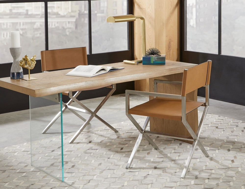 Modus Furniture - One Modern Coastal Writing Desk in White Oak and Glass - JVLH11 view 6