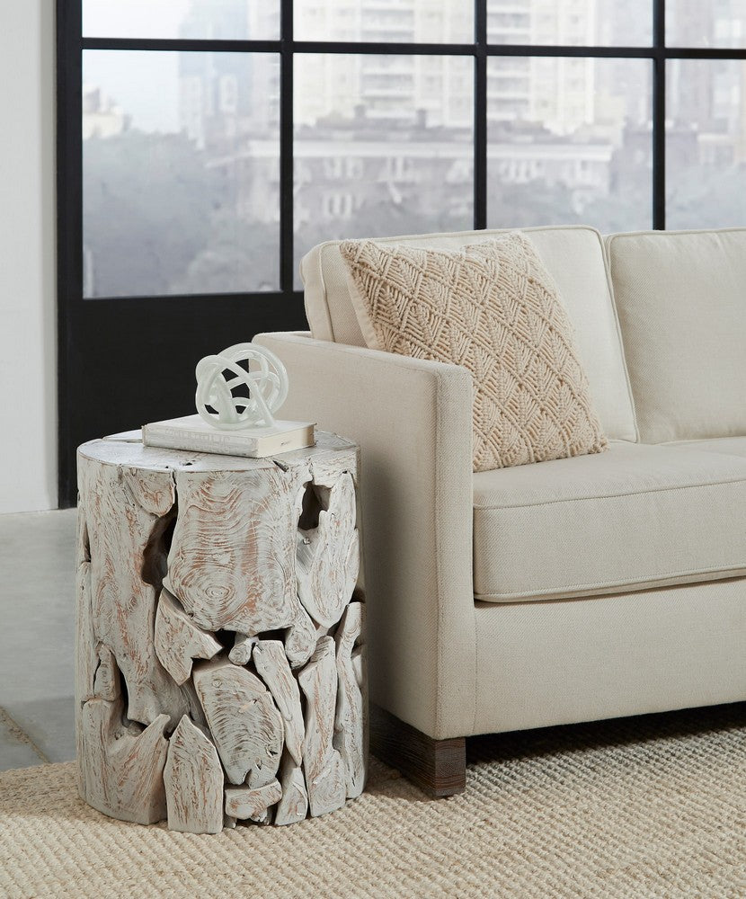 Modus Furniture - One Teak Slice Round End Table in Bleached Teak - JVHT22SR view 3
