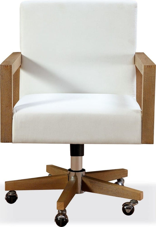 Modus Furniture - One Wood Frame Home Office Chair in Solid Wood and White Canvas - JVLH17 view 2