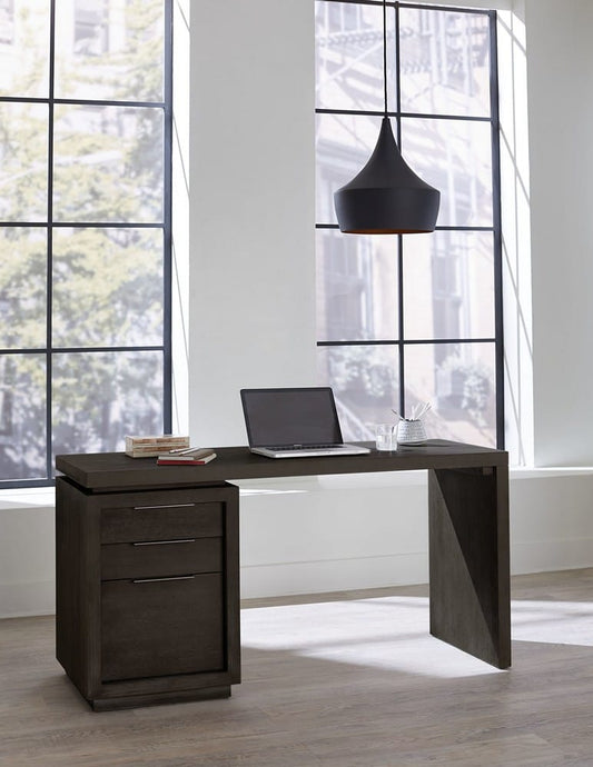 Modus Furniture - Oxford Single Pedestal Desk in Basalt Grey - AZU512 view 2