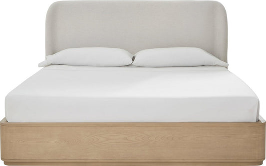 Modus Furniture - Penny Full-size Linen Upholstered Platform Bed in Buff Cream Oak - QXULH4 view 2