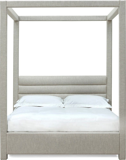 Modus Furniture - Rockford Queen-size Upholstered Canopy Bed in Turtle Dove Linen (2026) - MQNCS5 view 2