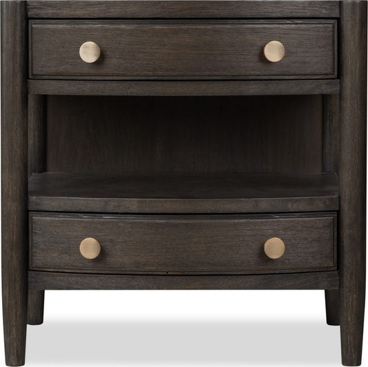 Modus Furniture - Rockport Two Drawer One Shelf Oak Wood Nightstand in Yin - QBTS81B view 2