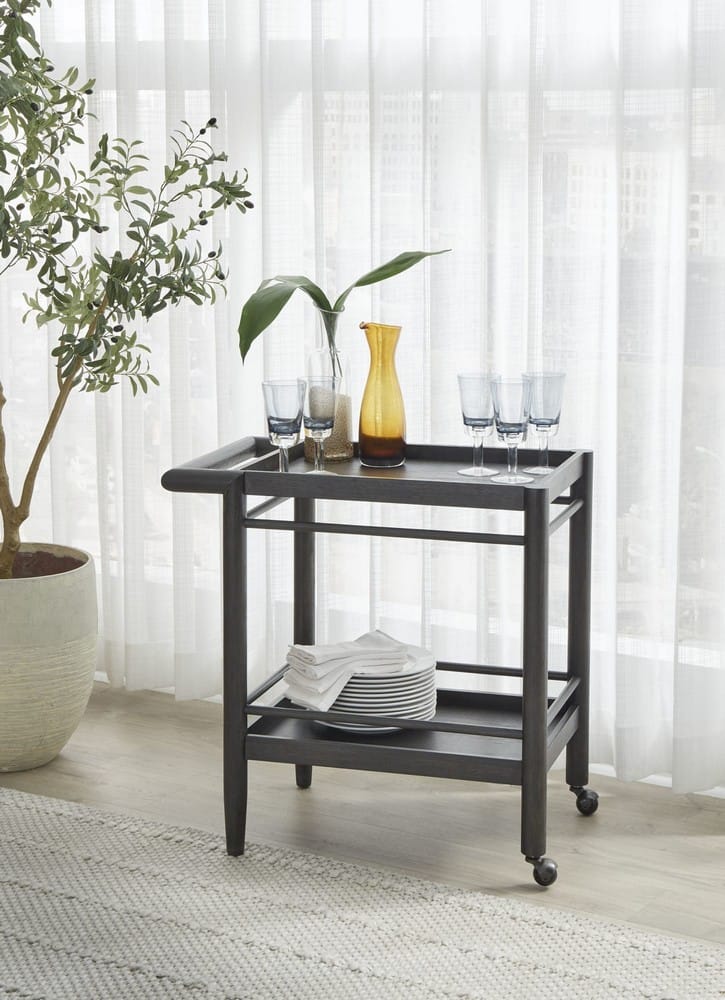 Modus Furniture - Rockport Two Shelf Rolling Bar Cart in Yin - QBTS80 view 5