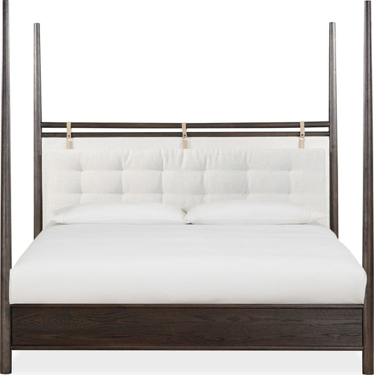 Modus Furniture - Rockport Upholstered Full-size Poster Bed in Yin and Turtle Dove Linen - QBTSJ4 view 2