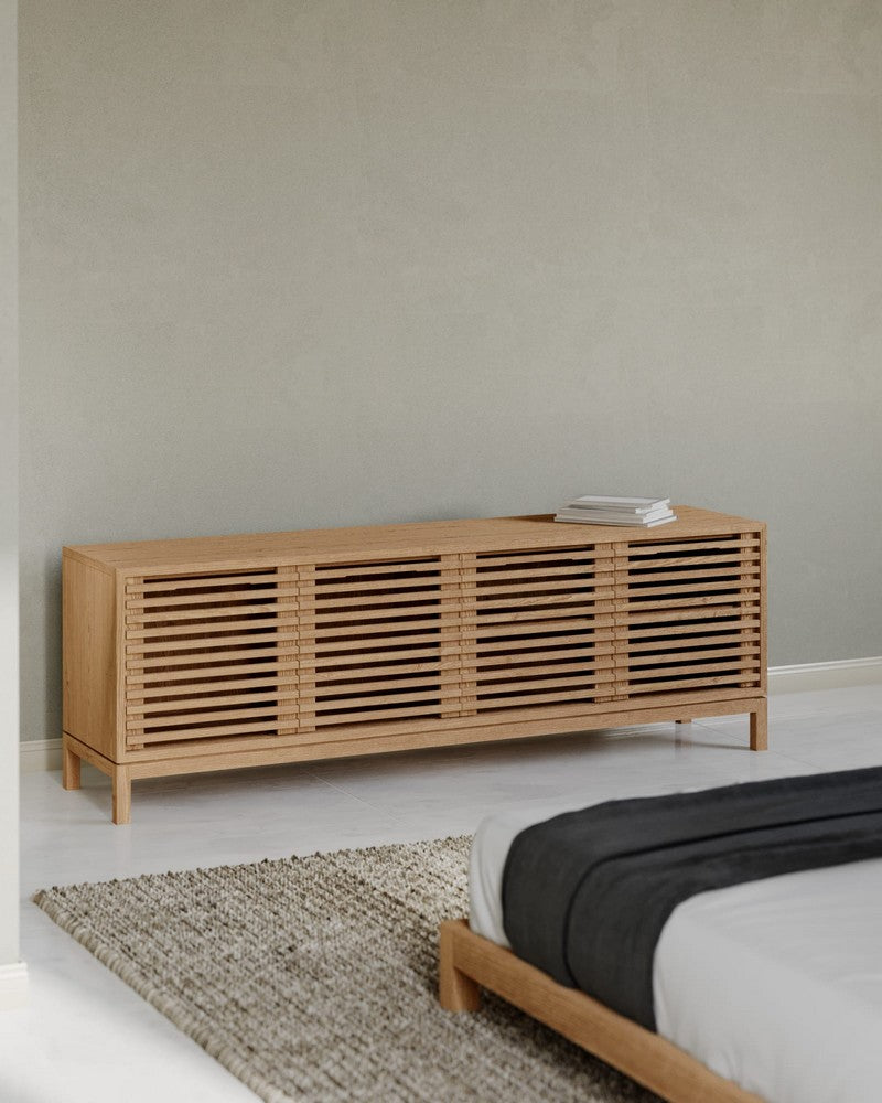 Modus Furniture - Tanner Four Door Solid Ash Media Console in Flaxen - QPUD26 view 6