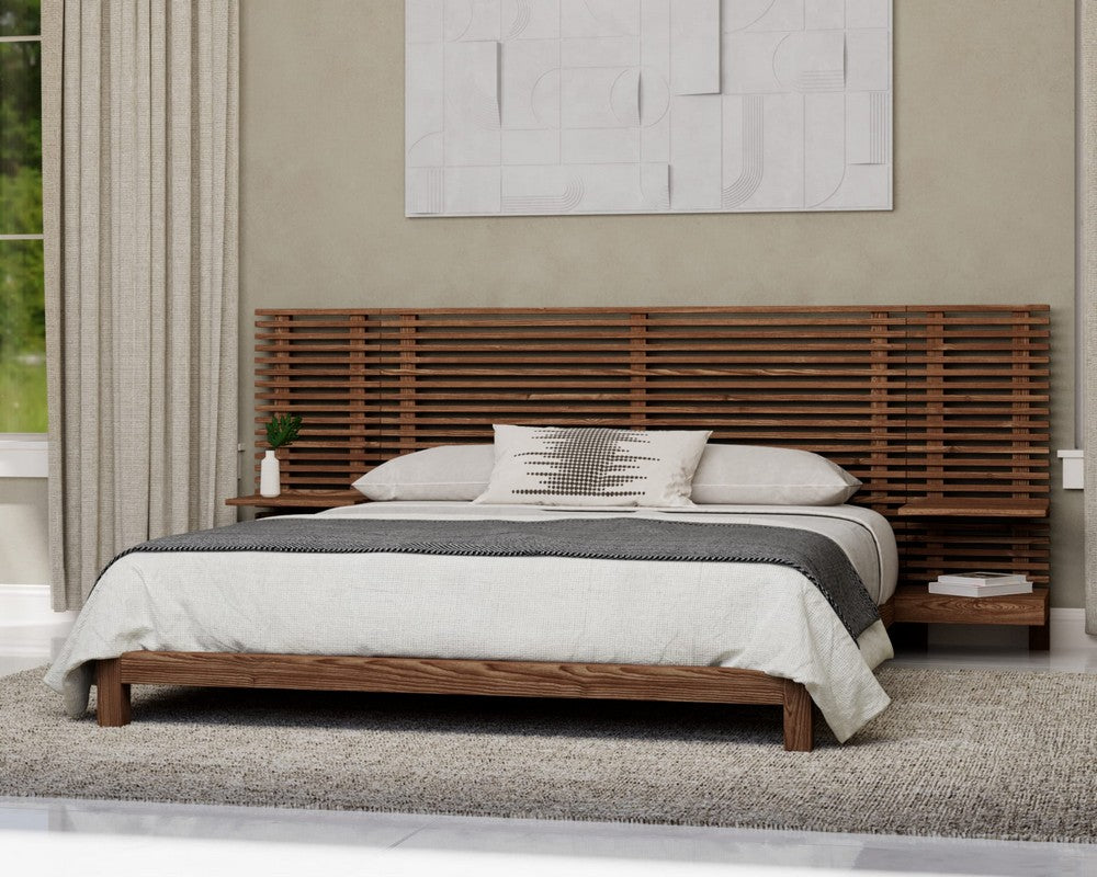 Modus Furniture - Tanner Queen-size Solid Ash Wall Bed with Integrated Nightstands in Roux - QPUAJ5 view 5