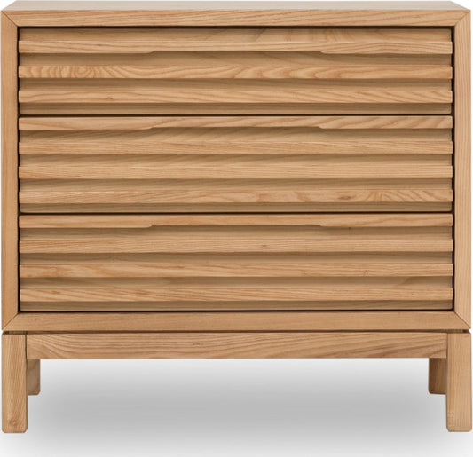 Modus Furniture - Tanner Three Drawer Ash Wood Nightstand in Flaxen - QPUD81B view 2