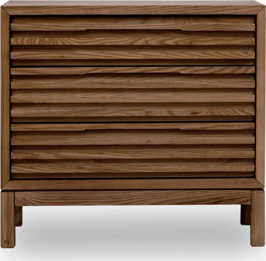 Modus Furniture - Tanner Three Drawer Ash Wood Nightstand in Roux - QPUA81B view 2