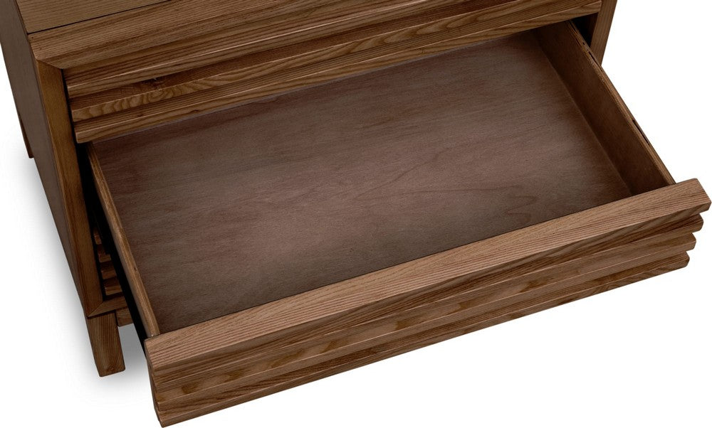 Modus Furniture - Tanner Three Drawer Ash Wood Nightstand in Roux - QPUA81B view 4