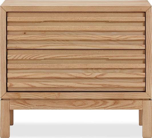 Modus Furniture - Tanner Two Drawer Ash Wood Nightstand in Flaxen - QPUD81 view 2