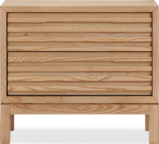 Modus Furniture - Tanner Two Drawer Ash Wood Nightstand in Flaxen - QPUD81 view 2