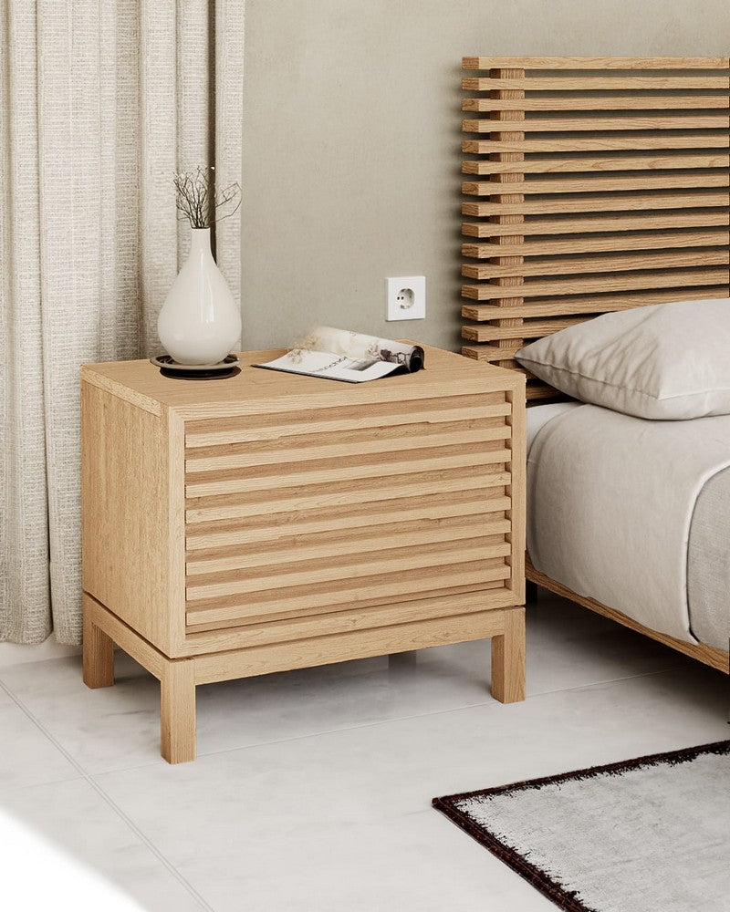 Modus Furniture - Tanner Two Drawer Ash Wood Nightstand in Flaxen - QPUD81 view 5
