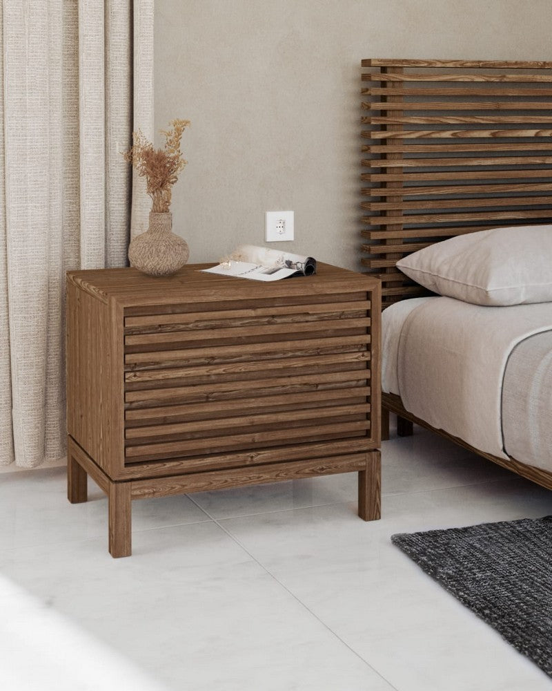 Modus Furniture - Tanner Two Drawer Ash Wood Nightstand in Roux - QPUA81 view 7