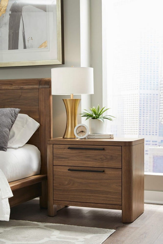 Modus Furniture - Totes Two Drawer Nightstand in English Walnut - RXVK81B view 2