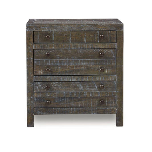 Modus Furniture - Townsend Solid Wood Three Drawer Nighstand in Gunmetal - 8TR981 veiw 2