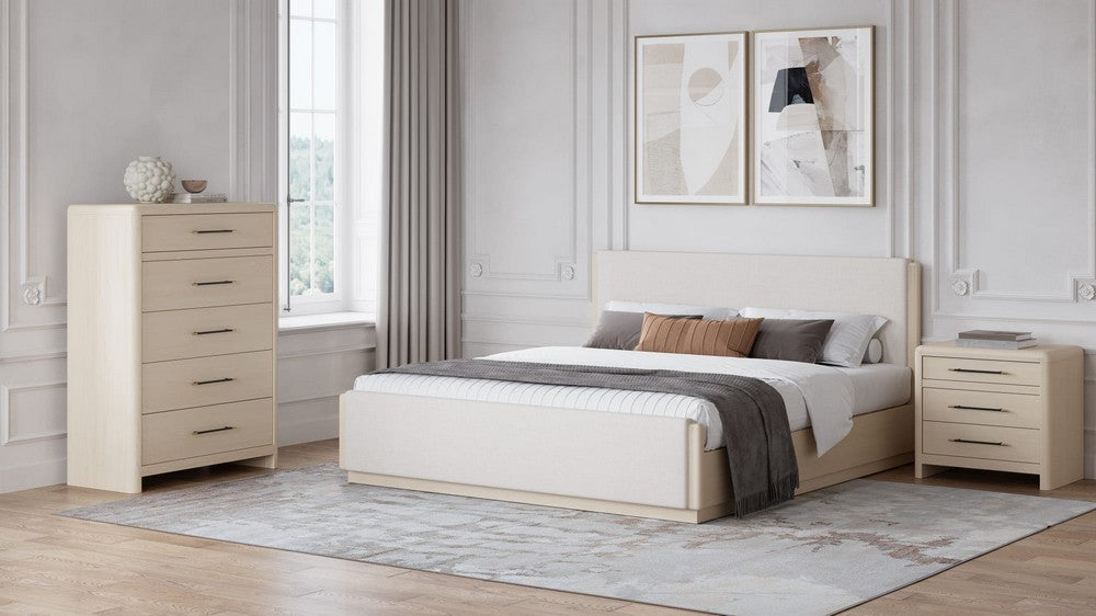 Modus Furniture - Wallen Uph EK Bed - White Sand - TDXXH7 view 8