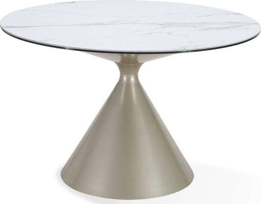 Modus Furniture - Winston Stone Top Metal Base Round Dining Table in Oat Milk and Champagne - FMKR60 view 2