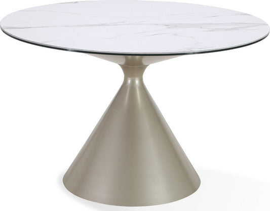 Modus Furniture - Winston Stone Top Metal Base Round Dining Table in Oat Milk and Champagne - FMKR60 view 2